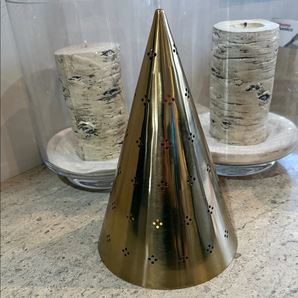 West Elm Punched Metal Table Top Gold Decorative Christmas Tree
